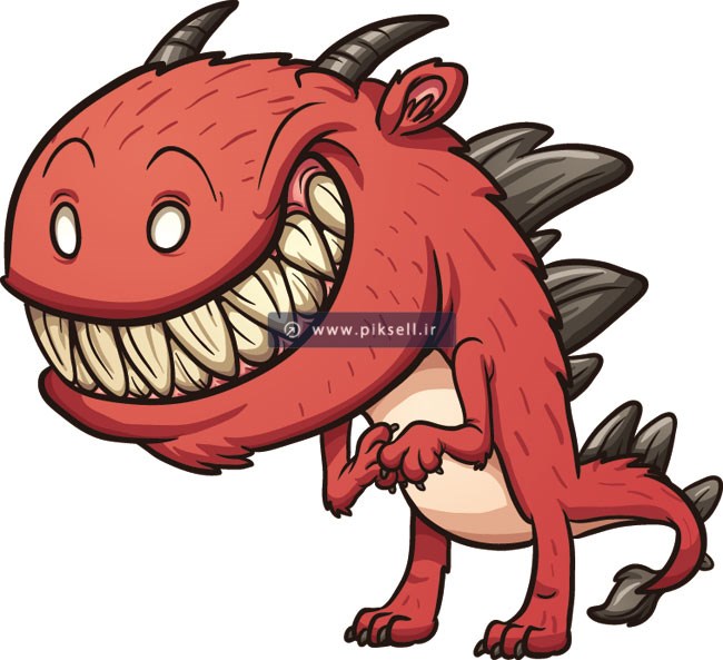 وکتور با طرح گرافیکی غول و Monster و اژدهای قرمز