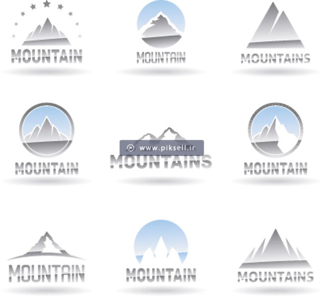 دانلود فایل لایه باز وکتور مجموعه لوگو با طرح کوه و Mountain