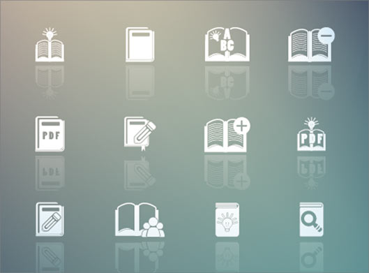 وکتور لایه باز مجموعه آیکون با موضوع کتاب الکترونیک و pdf