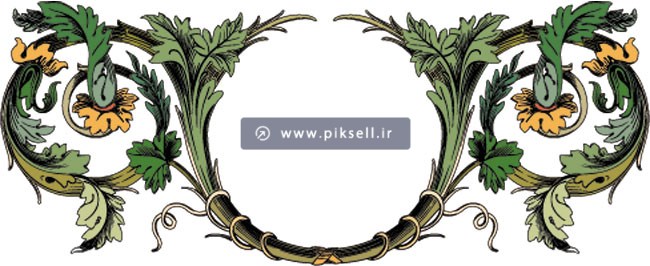 طرح وکتور کادر و عنوان دایره ای با گل و برگ های سنتی