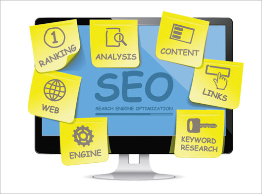 وکتور با طرح گرافیکی مانیتور و استیکرهای یادداشتی