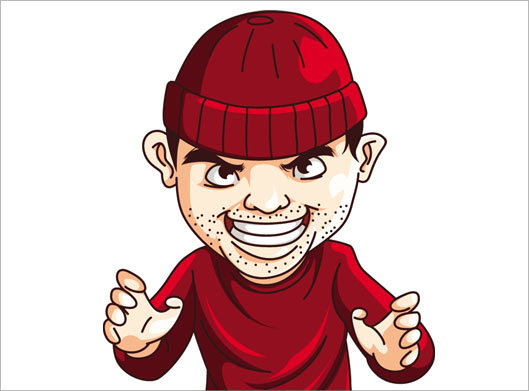 فایل وکتور با طرح کارتونی مرد خبیث کلاه دار