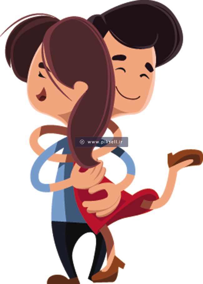 وکتور با طرح گرافیکی زن و مرد عاشق در آغوش یکدیگر
