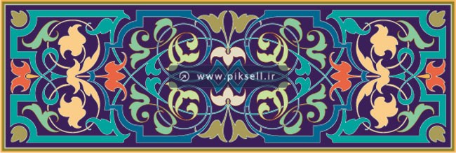 طرح گرافیکی قاب تذهیبی تزئینی با نقش و نگار سنتی