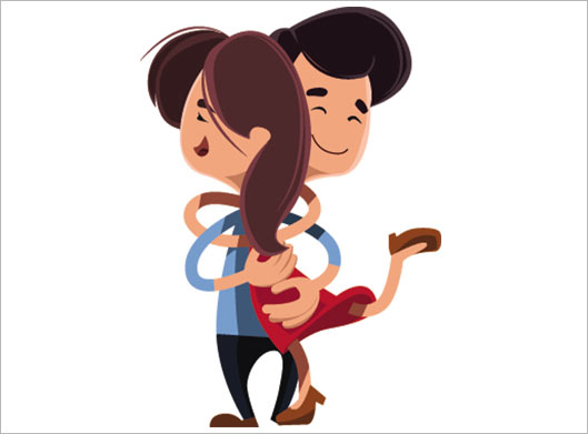 وکتور با طرح گرافیکی زن و مرد عاشق در آغوش یکدیگر