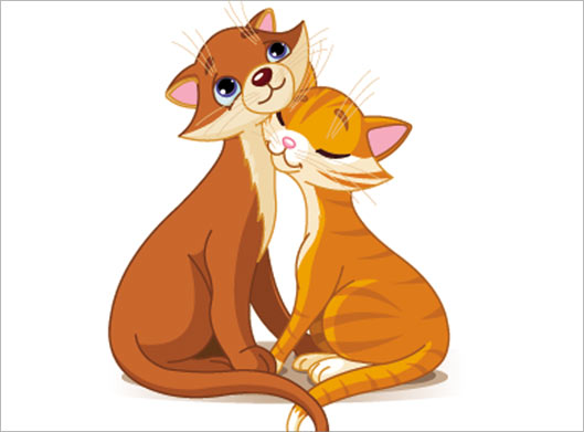 دانلود وکتور گرافیکی دو گربه قهوه ای عاشق