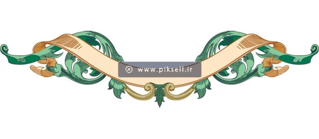 وکتور طرح لایه باز روبان سنتی و قدیمی برگدار