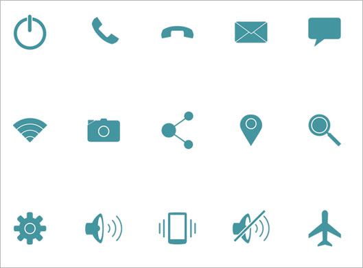 وکتور مجموعه آیکون های تلفن همراه و موبایل
