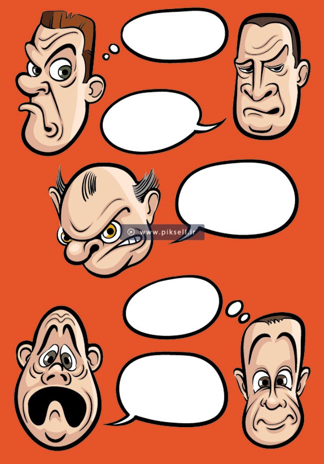 فایل گرافیکی مجموعه صورتهای مردانه در شکلهای مختلف