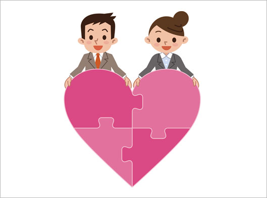 طرح گرافیکی قلب و زن و شوهر عاشق