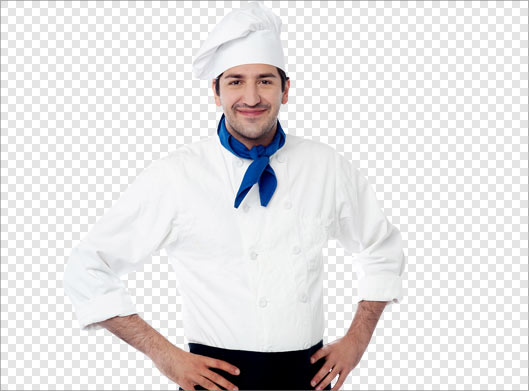 دانلود فایل png مرد سرآشپز با لباس سفید آشپزی و کلاه