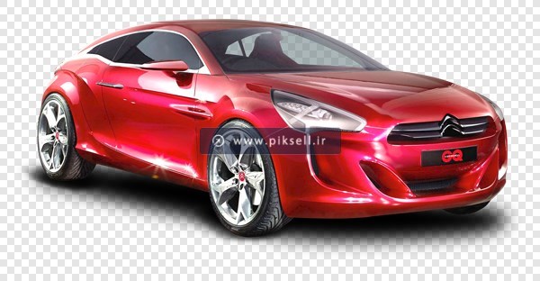 تصویر دوربری شده و ترانسپرنت خودروی لوکس قرمز متالیک با فرمت png