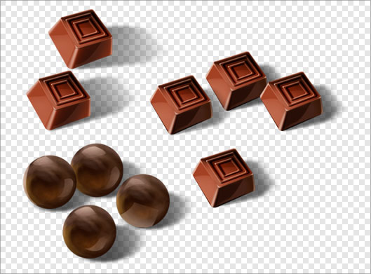 فایل دوربری شده و ترانسپرنت شکلات های کاکائویی و چیچک با پسوند png