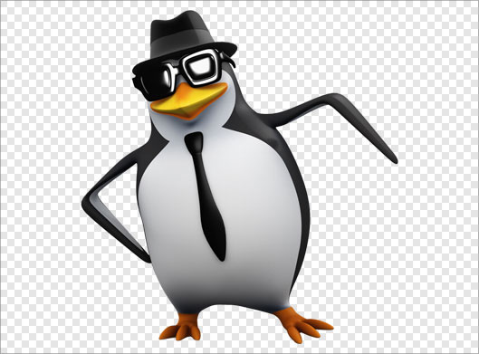 فایل دوربری شده و ترانسپرنت کاراکتر کارتونی پنگوئن با کلاس عینکی با فرمت png