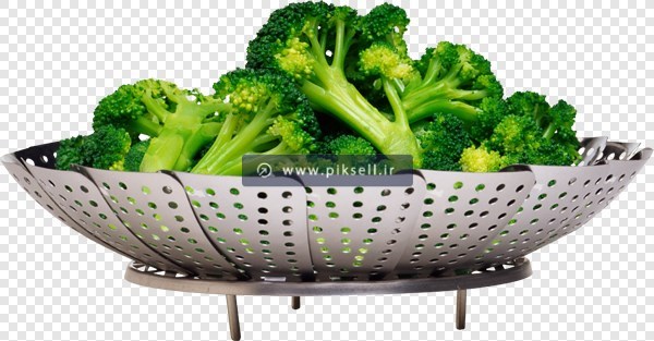 دانلود فایل png دوربری شده آبکش و کلم های بروکلی سبز