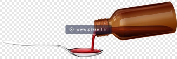 فایل دوربری شده و ترانسپرنت ریختن شیشه دارو در قاشق با فرمت png