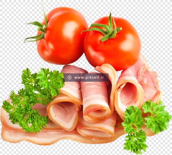 دانلود تصویر دوربری شده کالباس ، جعفری و گوجه با پسوند png
