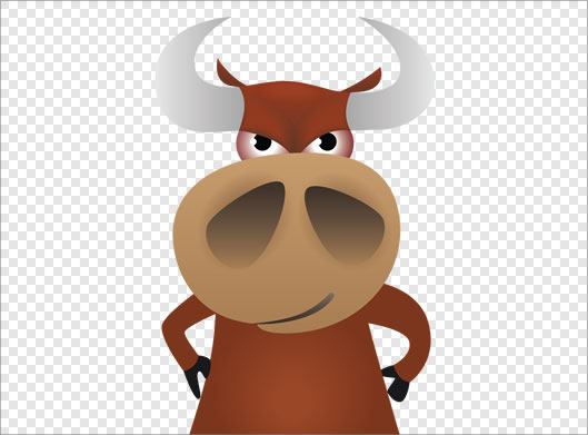 فایل دوربری شده و ترانسپرنت کاراکتر کارتونی گاو قهوه ای شاخدار عصبانی با پسوند png