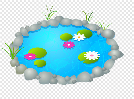 فایل png با طرح کارتونی حوض و سنگ و برکه