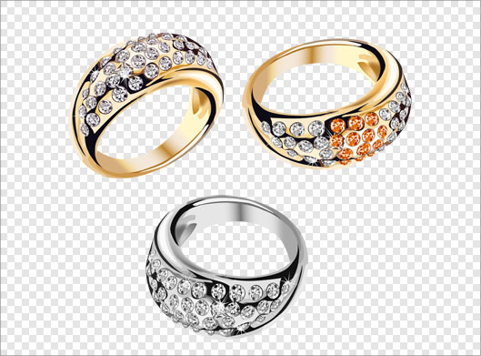 فایل و تصویر دوربری شده حلقه های ازدواج و انگشتر طلایی و نقره ای با پسوند png