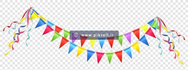 فایل دوربری شده آویزهای تزئینی جشن با فرمت png (پرچم های رنگی)