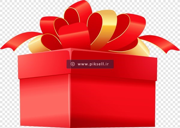 دانلود تصویر با کیفیت دوربری شده جعبه کادوی قرمز روبان دار