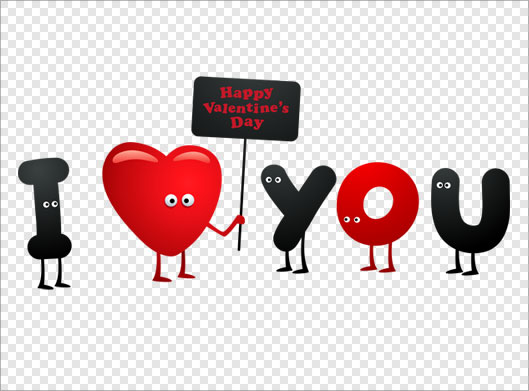 فایل png ترانسپرنت لوگوتایپ I Love You و قلب قرمز
