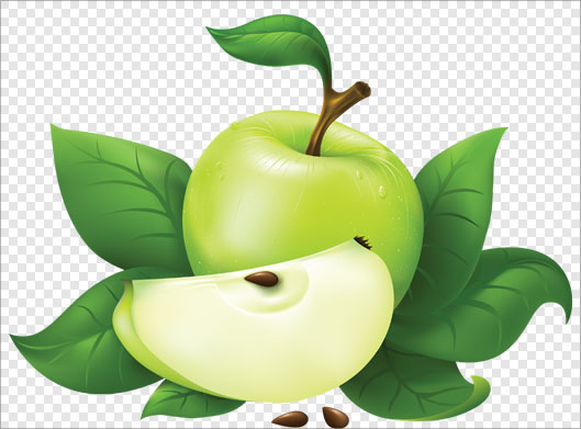 فایل Png سیب های سبز و برگ بصورت ترانسپرنت