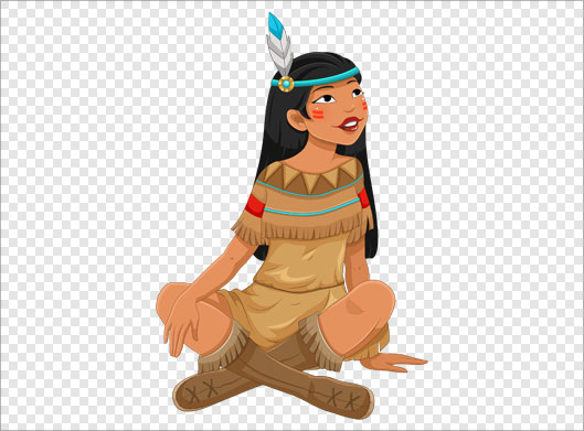 فایل دوربری شده کاراکتر کارتونی زن و دختر سرخپوست با پسوند png