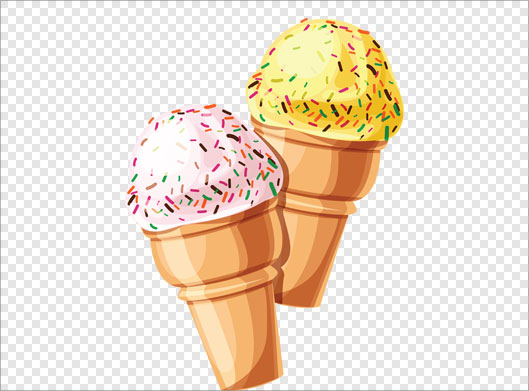 فایل png ترانسپرنت و دوربری شده بستنی های قیفی خوشمزه