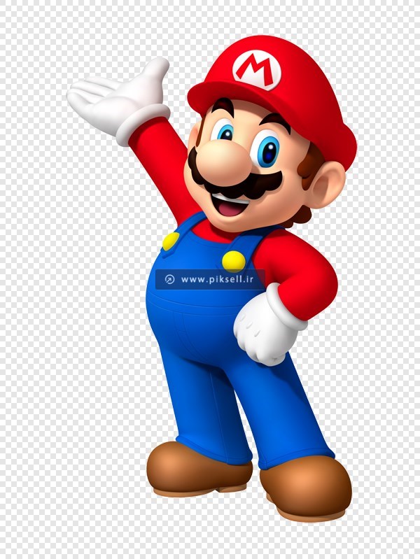 فایل png تصویر دوربری شده و ترانسپرنت کاراکتر کارتونی ماریو
