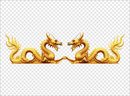 فایل png دوربری شده دو اژدهای چینی طلایی