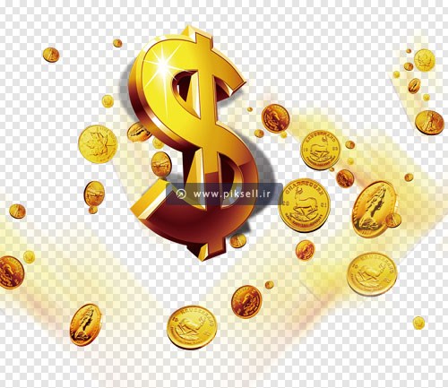 فایل ترانسپرنت دوربری شده علامت دلار طلا با فرمت png