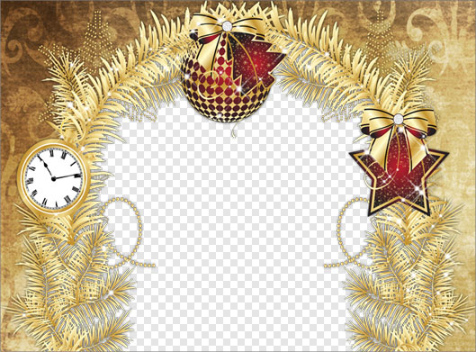 فایل png دوربری شده قاب و فریم با المان های تزئینی کریسمس
