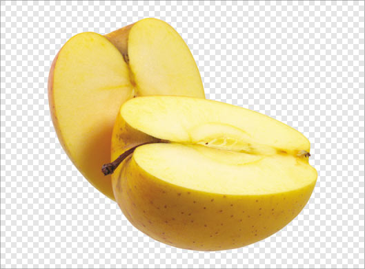 دانلود فایل png دوربری شده و ترانسپرنت سیب زرد قاچ شده