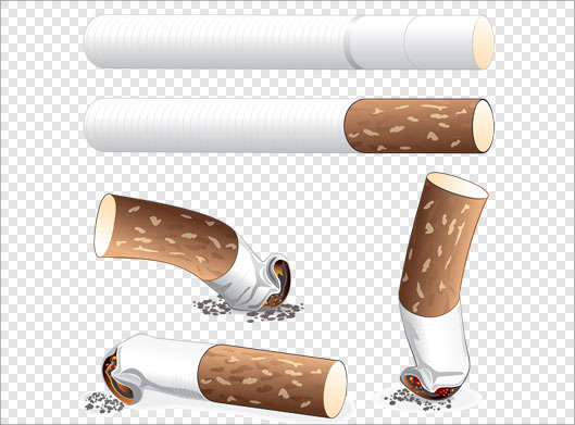 فایل png سیگار و نخ سیگار سالم و کشیده شده (سیگار مچاله شده)