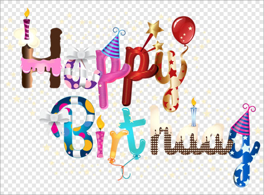 تصویر دوربری شده و ترانسپرنت لوگوتایپ با طرح happy birthday با فرمت png
