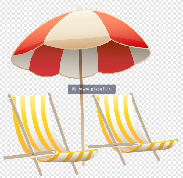 دانلود فایل png دوربری شده صندلی و سایه بان چتری ساحلی