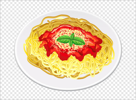 فایل png کارتونی ماکارونی در بشقاب سفید (دوربری شده و ترانسپرنت)