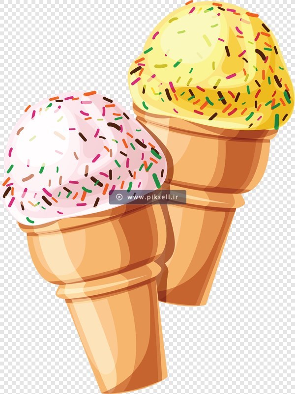 فایل png ترانسپرنت و دوربری شده بستنی های قیفی خوشمزه