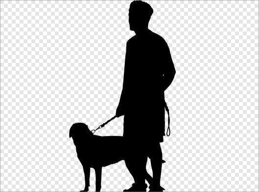 دانلود فایل png تصویر دوربری شده و ترانسپرنت پسر جوان و سگ بصورت سیاه