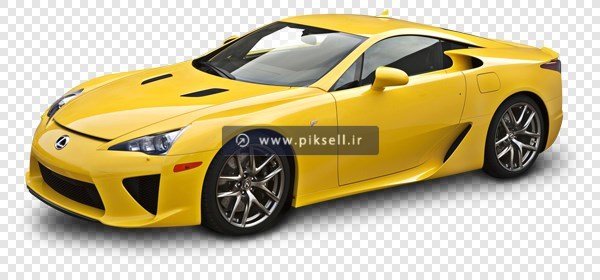 فایل ترانسپرنت دوربری شده خودروی پرسرعت لوکس زرد با فرمت png