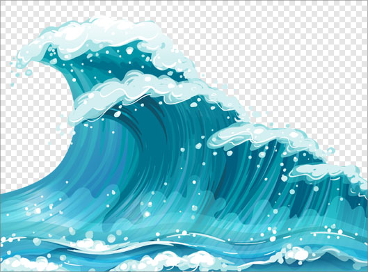 فایل Png امواج خروشان دریا بصورت گرافیکی و کارتونی