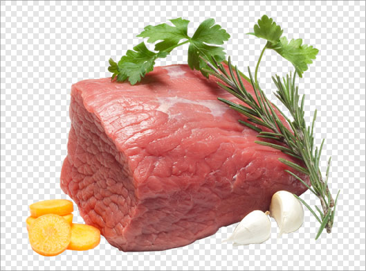 فایل ترانسپرنت دوربری شده گوشت قرمز و سبزیجات با فرمت png
