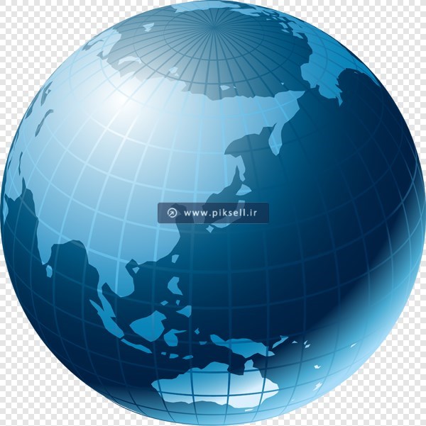 فایل ترانسپرنت دوربری شده کره زمین آبی با فرمت png