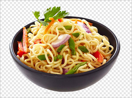 فایل png دوربری شده کاسه و ظرف ماکارونی و سبزیجات