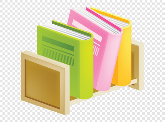 دانلود فایل ترانسرپنت دوربری شده کتاب های در قفسه کتاب با فرمت png