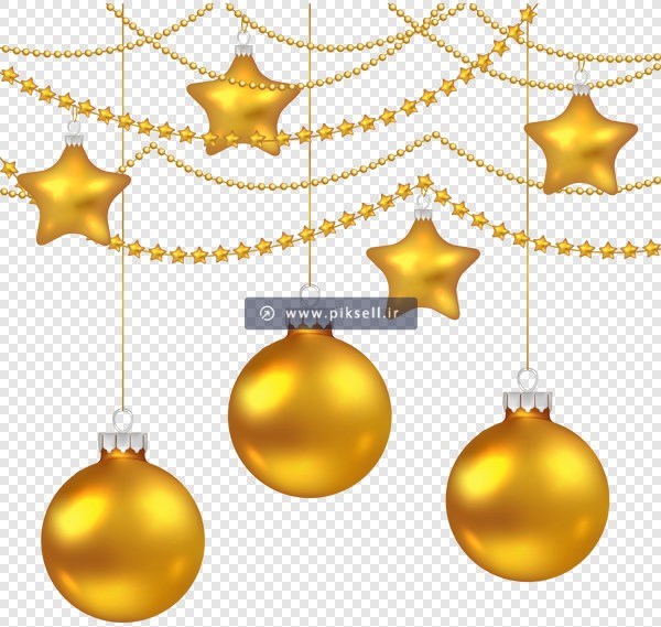 فایل Png بدون بکگراند و دوربری شده گوی های طلایی تزئینی برای جشن ها
