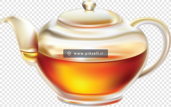 فایل ترانسپرنت و دوربری شده قوری شیشه ای و چایی با پسوند png