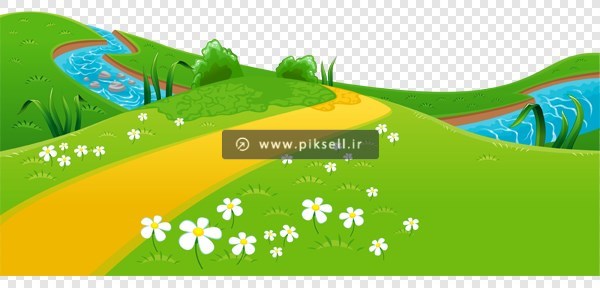 فایل ترانسپرنت دوربری شده دشت سبز و چمن زار و گل با فرمت png